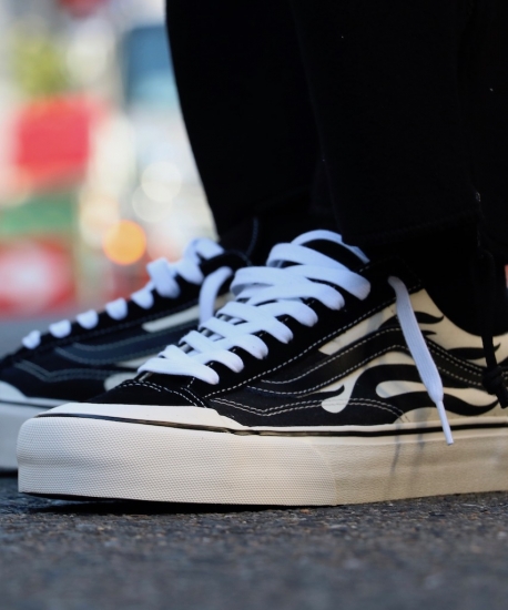 vans style 36 sf flame black & white skate shoes